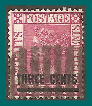 Straits Settlements 1885 Surch 3c, magenta, used #74,SG83