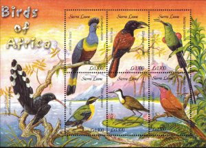 Sierra Leone MNH S/S Birds Of Africa 6 Stamps