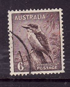 Australia-Sc#173-used 6p violet brown-Kookaburra-Birds-1942-