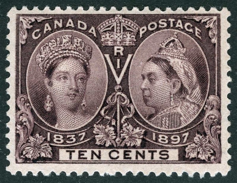 Canada Sc 57 Violet Brown 10¢ 1897 Original Gum Lightly Hinged