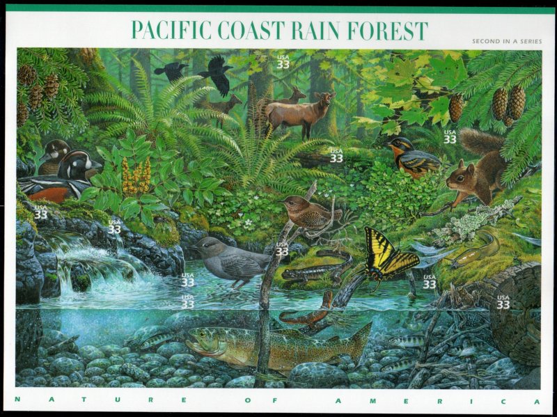 United States 3378 - Mint-NH - 33c Pacific Coast Rain Forest (2000) (cv $10.00)