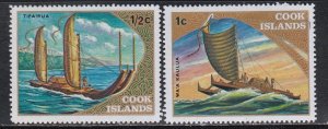 Cook Islands # 357-358, Historic Sailing Vessels, Mint Hinged