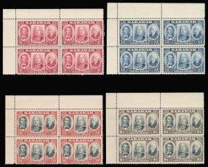 Sarawak 1946 Centenary set in blocks superb MNH. SG 146-149. Sc 155-158.