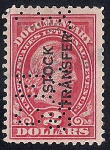 RD13 2 Dollars 1917-33 Series Stock Transfer Stamp used F