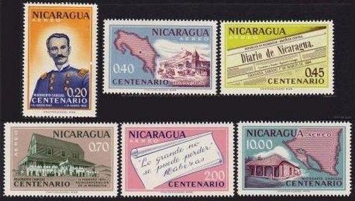 Nicaragua C487-C492,MNH.Michel 1296-1301. Rigoberto Cabezas-100,1961.Map