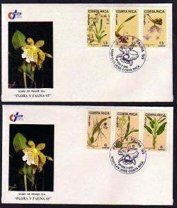 Costa Rica, Scott cat. 332-337. Orchids issue on 2 First Day Covers. ^