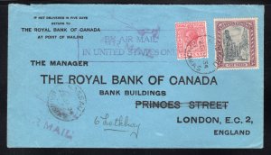 Bahamas 1934 Airmail cover to U.K. franked 1p & 5p Queen's Staircase, Sc...