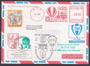 AUSTRIA 1980 Balloon flight cover..........................................A2489