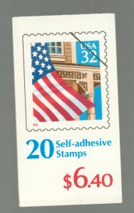 BK226 $6.40 Flag Over Porch P#222222 Scott 2916a  Cat $18.75  MNH (Box 8))