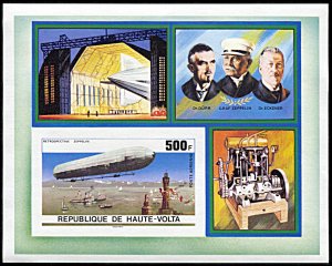 Upper Volta C237, MNH imperf., Zeppelin Retrospective souvenir sheet