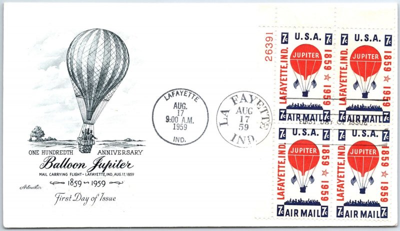 U.S. FIRST DAY CENTENARY OF THE FIRST OFFICIAL AIRMAIL BALLOON JUPITER BLK (4) B