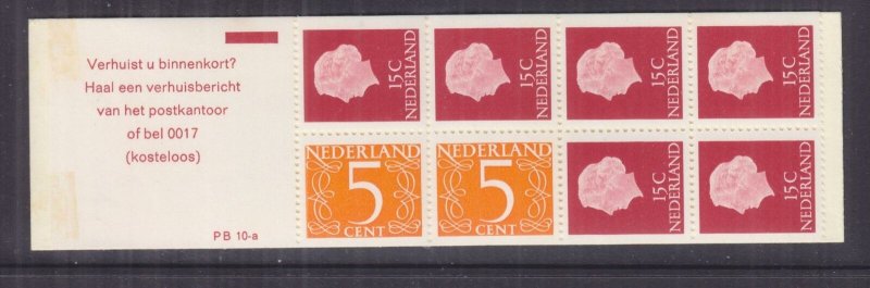 NETHERLANDS, 1971 Booklet, PB 10-a, Orange cover, mnh. 