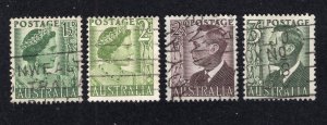 Australia 1950-51 Set of 4 Elizabeth & George VI, Scott 230-233 used