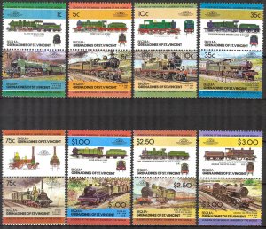 Bequia Grenadines of st Vincent 1984 Trains Locomotives (II) set of 16 MNH**