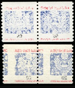 US #O138B FULL OFFSET on gum, VF mint never hinged, Pair, photo shows front a...