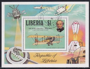 Liberia 1979 Sc 848 Curtiss Jenny Sir Rowland Hill Spacecraft Stamp SS CTO NH