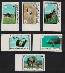 Mauritania Birds WWF Endangered Animals 6v Imperf Margins 1978 MNH