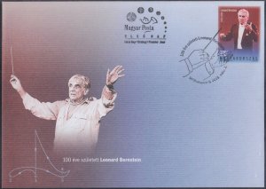 HUNGARY SC # 4460 FDC 100th ANN BIRTH of LEONARD BERNSTEIN