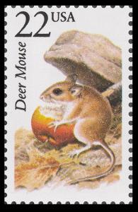 US 2324 North American Wildlife Deer Mouse 22c single MNH 1987