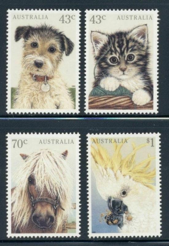 Australia Scott 1222-1225 MNH, Pets, dog, cat, horse, parrot, set of 4