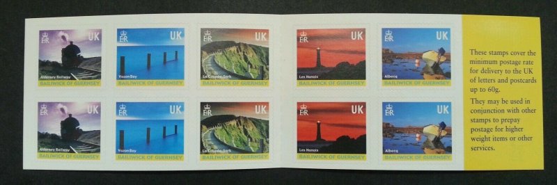 Guernsey Island Views 2001 Lighthouse Mountain Railway Train Sea (booklet) MNH