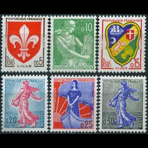 FRANCE 1960 - Scott# 938-42A Farm Woman etc. Set of 6 LH