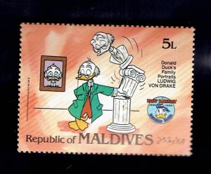 MALDIVES SCOTT#1042 1984 5L DONALD DUCK FAMILY PORTRAITS- LUDWIG von DRAKE - MNH