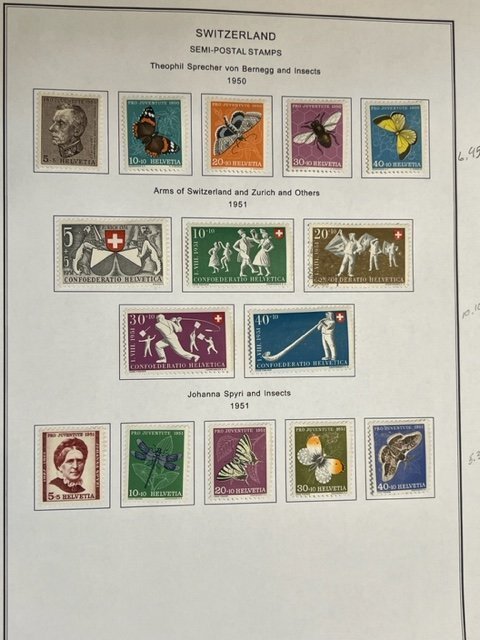 Switzerland collection Semi-postals 1950-1959 mostly MH