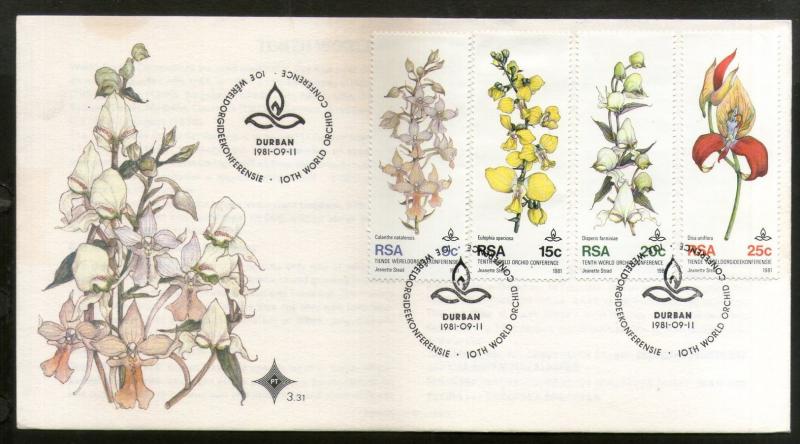 South Africa 1981 World Orchid Conference Plant Tree Flora Sc 553-6 FDC # 6492