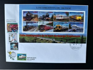 Guinea 2008 Mi. 6245 - 6252 FDC Overloaded Trains Locomotives Death of Stephenson-