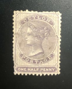 Ceylon Scott 45 one half penny lilac used CV $50