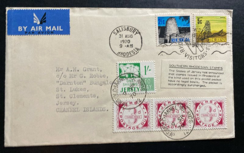 19 Salisbury Southern Rhodesia Cover To Jersey Channel Islands Postage Due