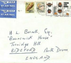 CE183 KENYA Sea Shells 1973 KUT IDA Stamp MIXED FRANKING *EAA* Air Mail Bideford