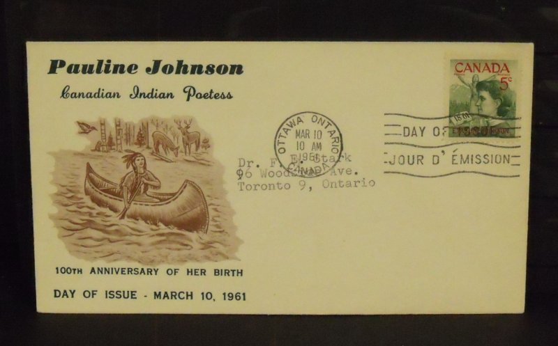 15242   CANADA   FDC # 392   Pauline Johnson Issue - Private Cachet    CV$ 5.00