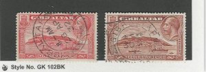 Gibraltar, Postage Stamp, #96a, 97a Perf 13.5X14 Used, 1931 Nice Cancels
