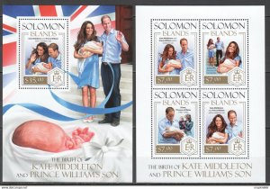 2013 Solomon Islands Prince William & Kate Royal Baby #2287-91 1+1 ** Ls160