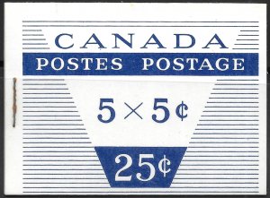 Canada Complete Booklet of Scott 405a with 5x5c QEII issues of 1963 plus label