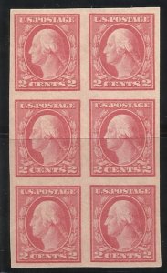 482  2c Imperf Block of 6  MNH VF Centering