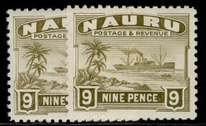 NAURU GV SG35A + 35B, 9d PAPER VARIETIES, M MINT. Cat £23.