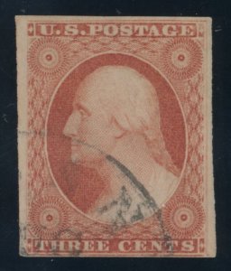 US Stamp #11 Washington 3c - PSE Cert - Used - Extra Line Variety - Very Rare