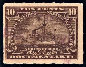 R168 10¢ Documentary Stamp (1898) Used/Date Stamped