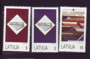 Latvia Sc 349-51 1993 Song Festival stamp set mint NH