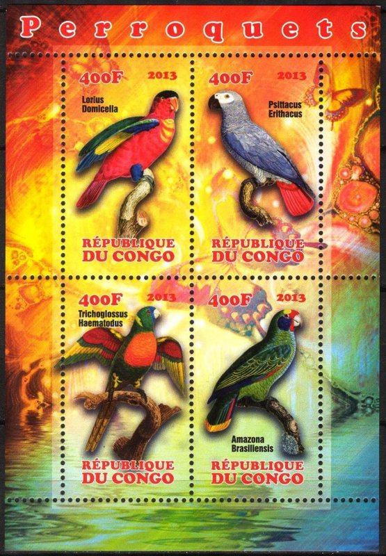 Congo 2013 Birds (3) Parrots MNH Cinderella !