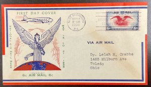 C23 Pavois cachet Airmail Eagle Holding Shield and Arrows FDC 1938