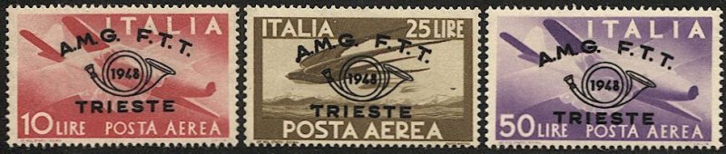 TRIESTE Italy Zone A Italy 1948 Sc C17-19  Mint NH VF - Airplane