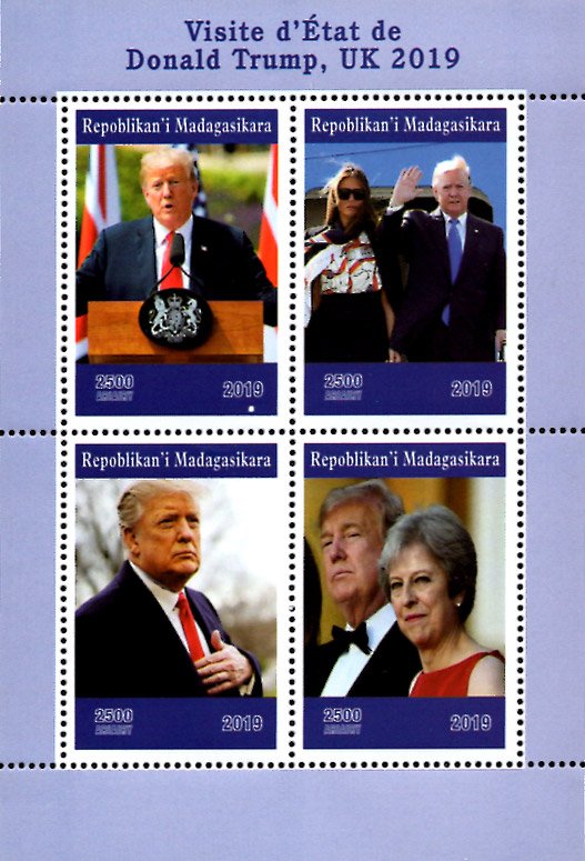 Madagascar 2019 Donald Trump Melania, Theresa May UK Visit 4v MNH (#048)