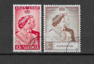 SARAWAK 1948 SG 165/66 USED Cat £60.30