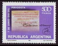 Argentina #1270 F-VF Mint NH ** Journalism Day