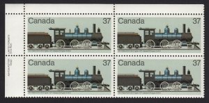 HISTORY = LOCOMOTIVES (1860-1905) = Canada 1984 #1039 UL PLATE Block of 4 MNH