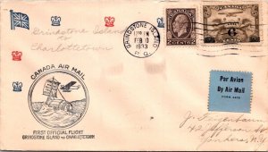 CANADA POSTAL HISTORY CACHET COVER COMM FIRST FLIGHT ADDR CANC GRINDSTONE Y'1933